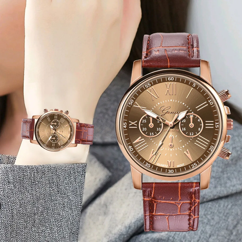 

2020 News Wrist Watches Women Fashion Leather Band Quartz Analog Woman Stainless Steel Watch Montre Femme Acier Inoxydable