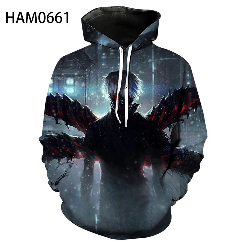 2021 толстовка с капюшоном Токийский Гуль для мужчин и женщин 3D принтом удобная