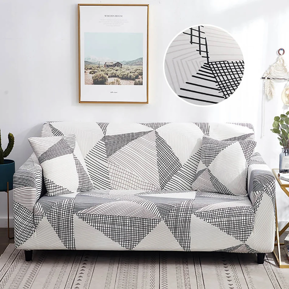 

Home Modern Simple Sofa Cover Geometric Pattern Elastic Polyester Couch Cover Sofas Cushion for Living Room Decor 1 2 3 4 Seater