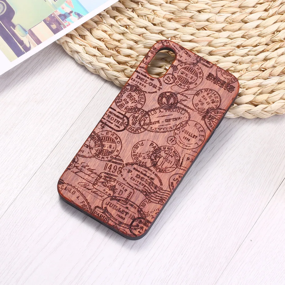 Чехол для телефона Postmark с гравировкой вишневого дерева чехол iPhone 12 6S 6Plus 7 7Plus 8 8Plus
