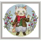 Набор для вышивания крестиком с изображением милого мистера котенка, набивная ткань 14CT, холст DMC, хлопковая нить для рукоделия