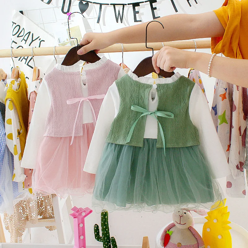 Платье принцессы с цветочной аппликацией для девочек весеннее кружевное платье