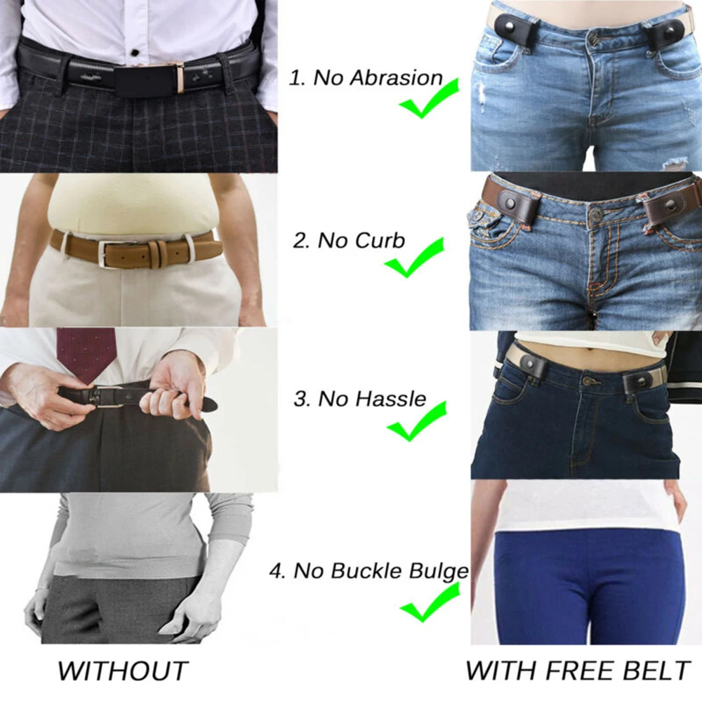 

Belts For Women Buckle-Free Waist Jeans Pants No Buckle Stretch Elastic Waist Belt For Men Invisible Belt 2021