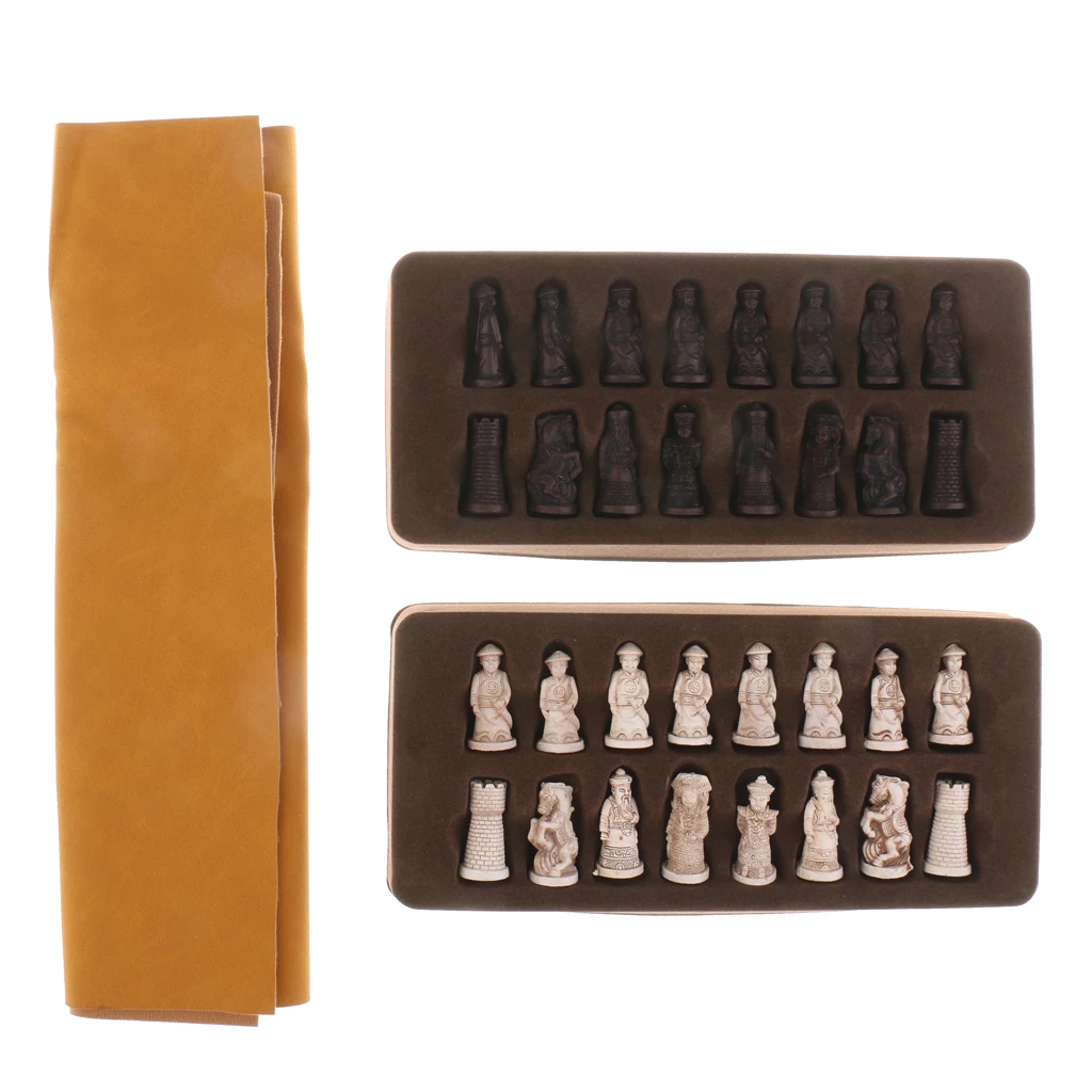 Китайские старинные фигурки Chessman фигуры шахматы набор со складной шахматной