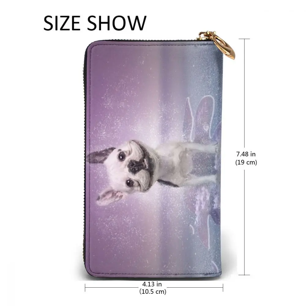 

Long Clutch Wallet Funny Bulldog Large Capacity Leather Purse Zipper Pocket Card Holder for Woman Man