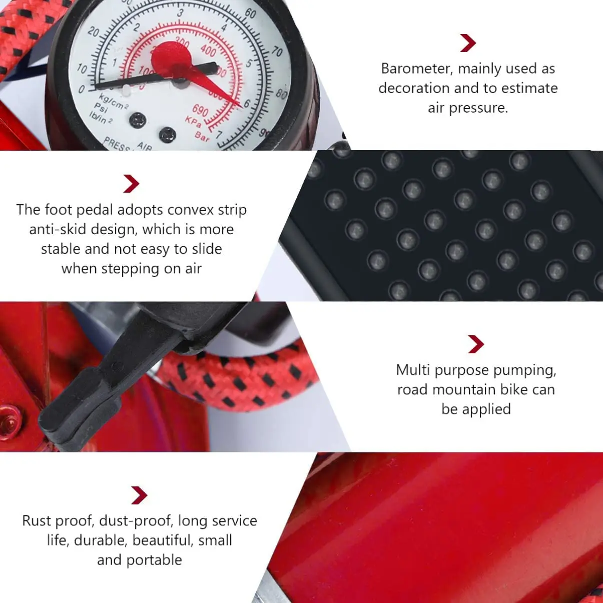 Насос воздушный напольный BOLTHO портативный одноцилиндровый с точным манометром и