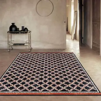 200*300cm Modern Fashion Geometric Orange Yellow Black Lattice Living Room Bedroom Bedside Carpet Floor Mat Customization