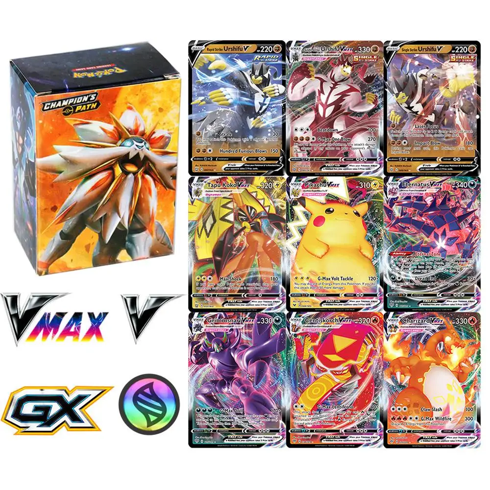 Французская версия карт Pokemon Box TCG Booster Shinny V VMAX TAG TEAM GX EX Carte франчеса карточная игра