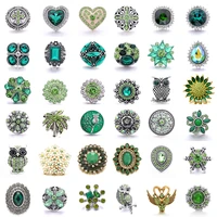 5pcslot green 18mm snap jewelry button lot flower owl cross 18mm metal snap buttons fit snap button bracelet