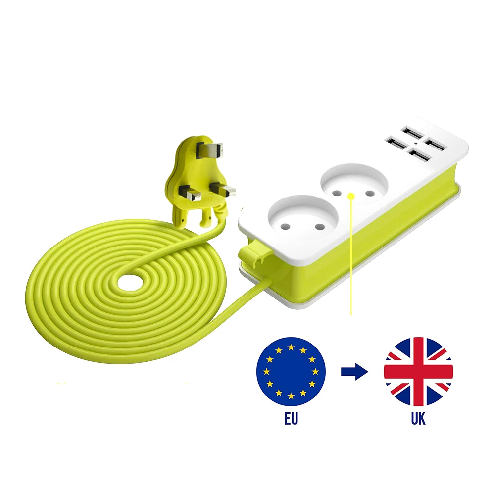 Адаптер питания для путешествий универсальный выход Великобритании ЕС 4 usb-порта для зарядки защита от перенапряжения домашний удлинитель