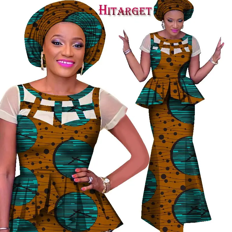 Комплект с юбкой и юбкой-годе ручной работы Африканским принтом Анкары |