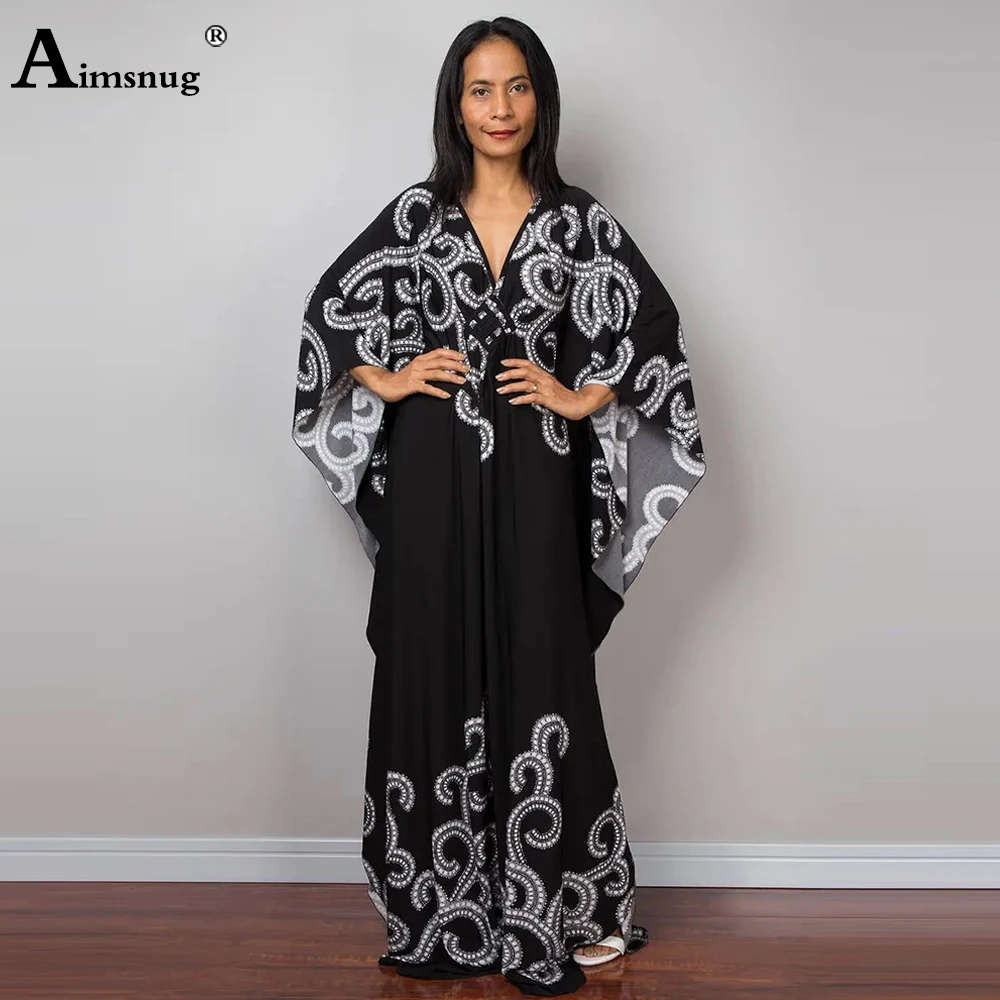 Women Printed Cover Up 2022 Summer New Casual Beach Kimono Dress Loose Vintage Cover-Up Swimwear Long Maxi Dress Robe Femme