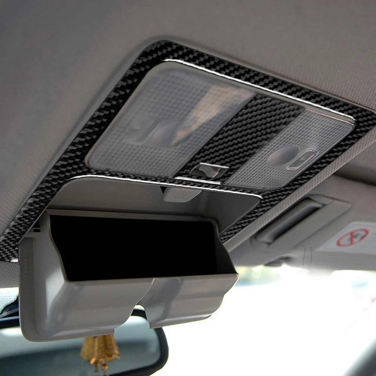 

3pcs Carbon Fiber Sticker Car Interior Molding Roof Reading Lamp Frame Trim Cover For Nissan 350Z Car Styling Accessories