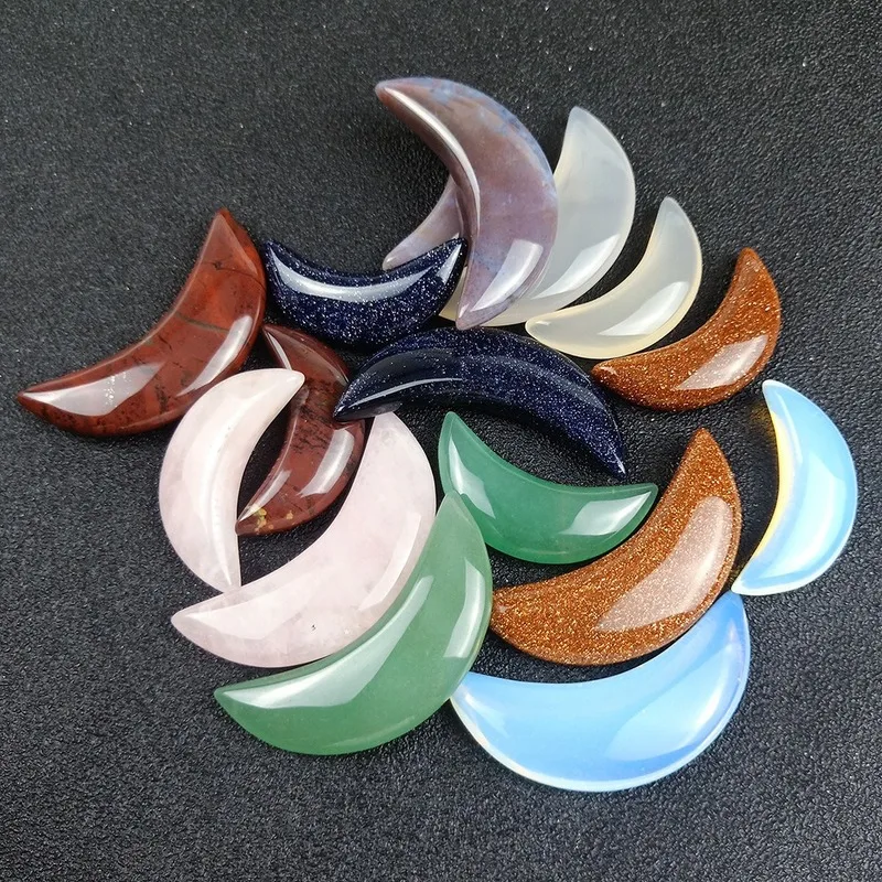 Искусственный кристалл полудрагоценный камень луна 18x38 мм розовый авантюрин