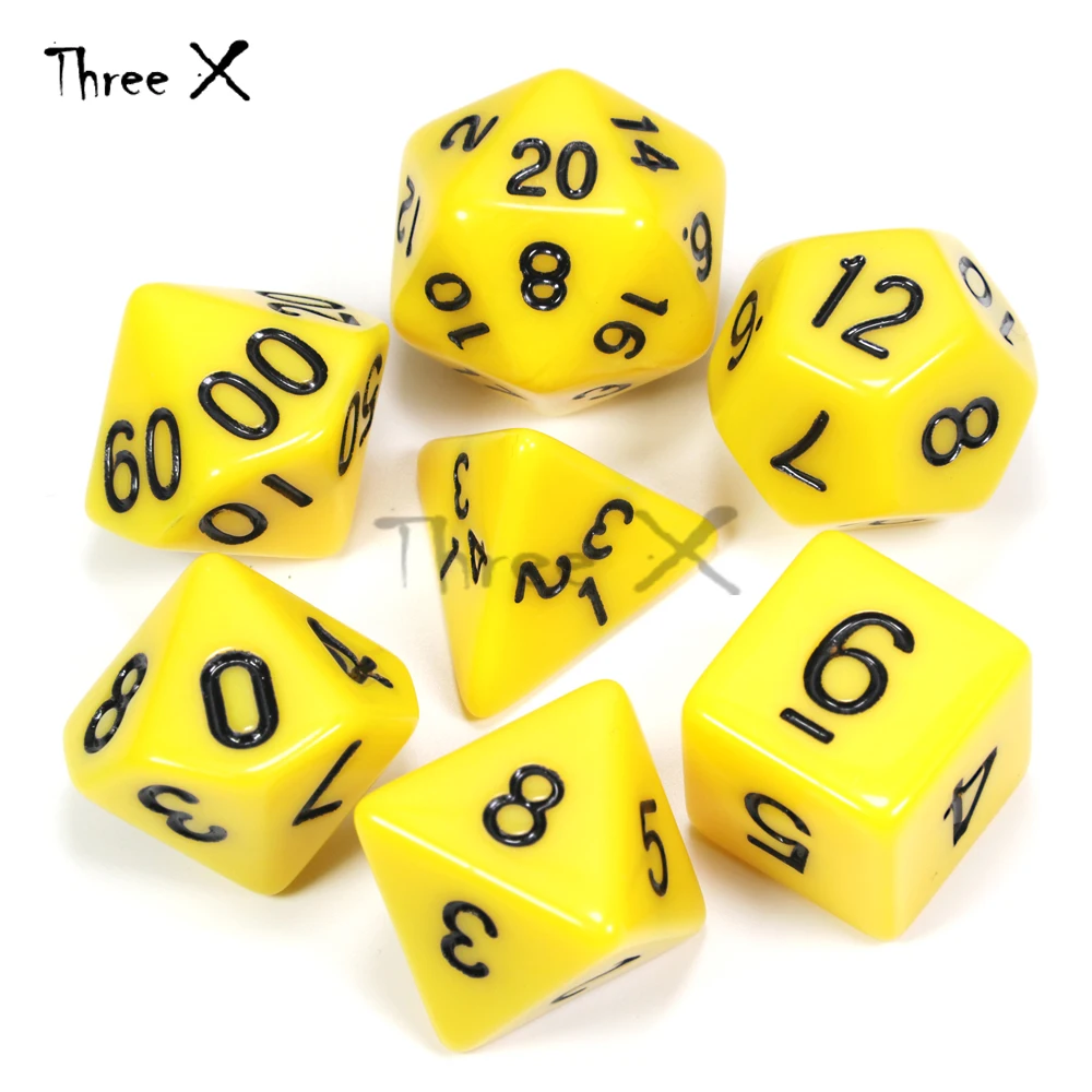 03 Yellow 15 цветов 7 шт./компл. акриловые непрозрачные портативные игры в кости Подземелья и Драконы непрозрачные D4-D20 мульти стороны игральные кости настольные игры Рождественский подарок - Цвет: 03 Yellow
