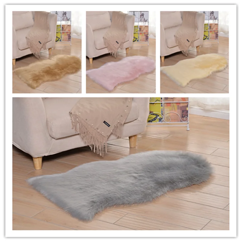 

Carpet Pink White Fluffy Living Room Decoration Soft Bedroom Comfortable Floor Cushion Artificial Fur 2020 New Northern Europe