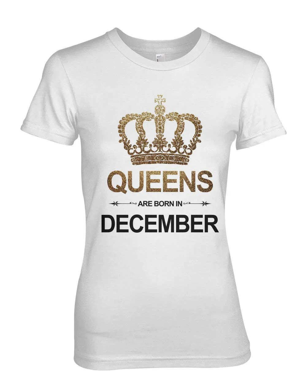 Женская футболка Queens рождаются в декабрьский день рождения Юбилей подарок для