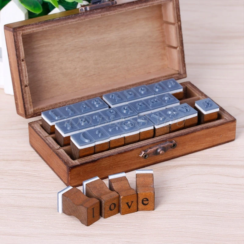 30 шт. в ретро стиле с буквами алфавита прописные строчные деревянный комплект