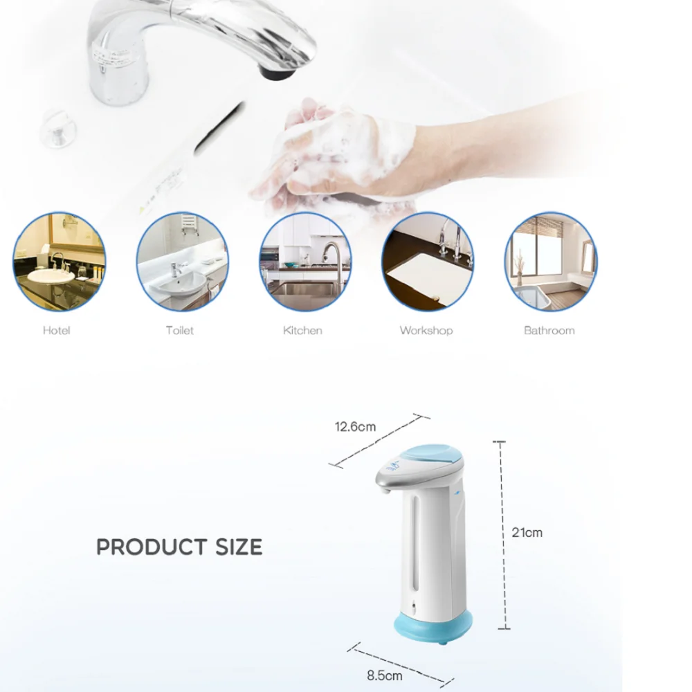 Автоматический диспенсер для жидкого мыла из ABS пластика с сенсорным управлением без контакта для кухни, современный, для детей, защита от вирусов.