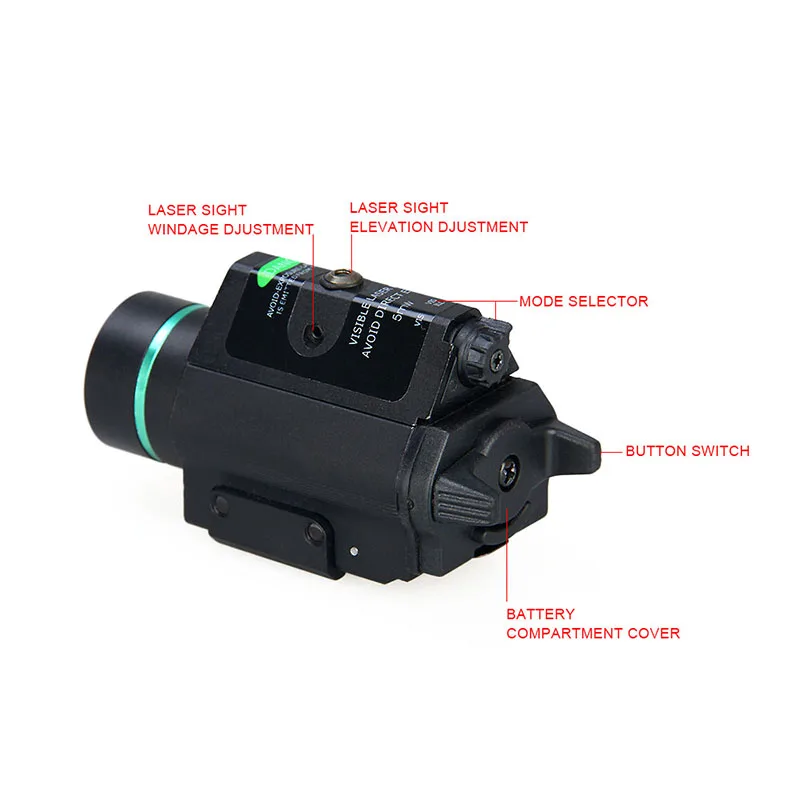 Тактический светодиодный вспышка светильник зеленый/красный лазерный прицел