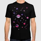 Деформация футболка Космос галактика планеты звезды мрамор черный синий глитч