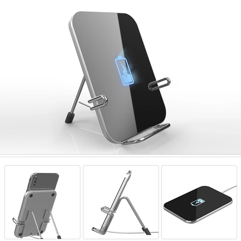 

Qi Wireless Charger Dock Station 10W Fast Wireless Charging Stand for iphone X XR 11 pro Samsung S9 Wireless Charger Phone Stand