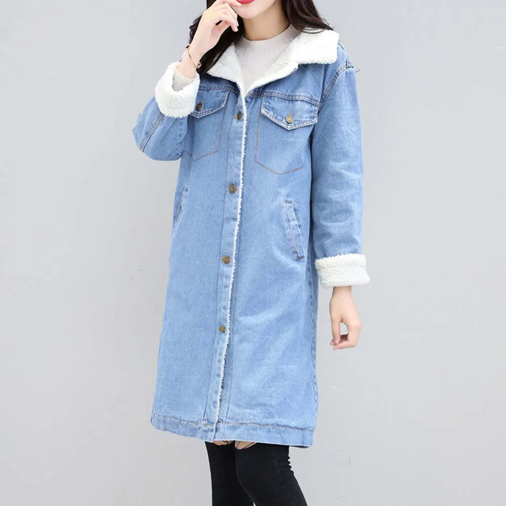 HSU 2019 Новое поступление зимняя женская синяя джинсовая утепленная куртка