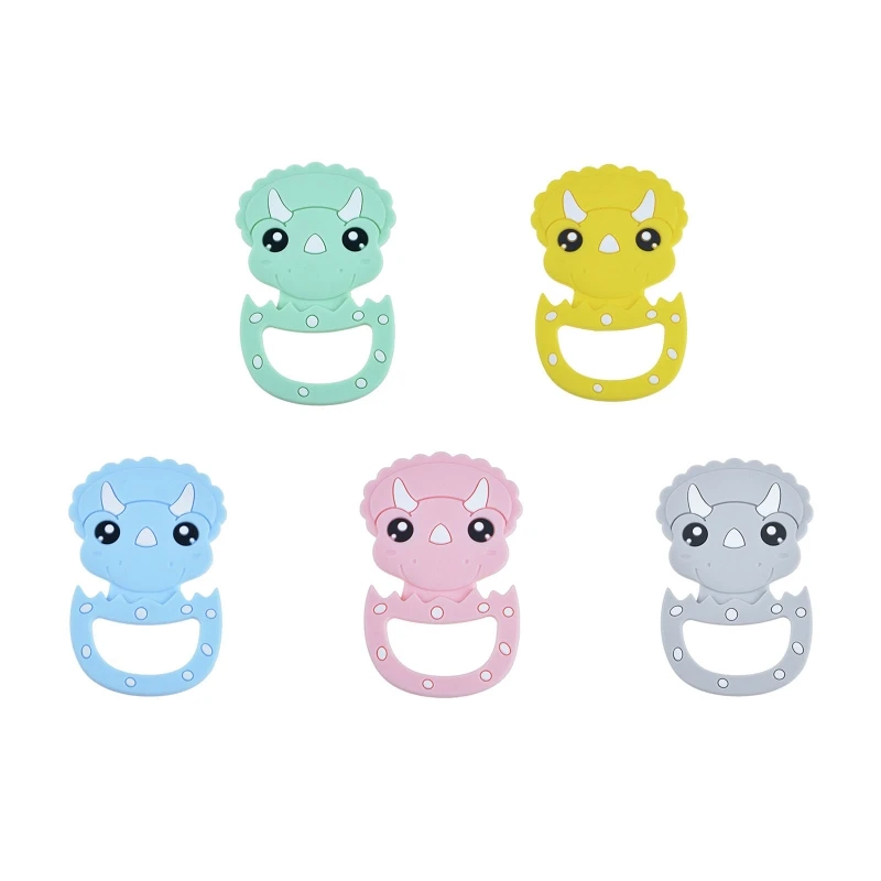 

Flow new Cartoon Dinosaur Food Grade Silicone Beads Baby Teether BPA Free Newborn Teething Nursing Teething Toy