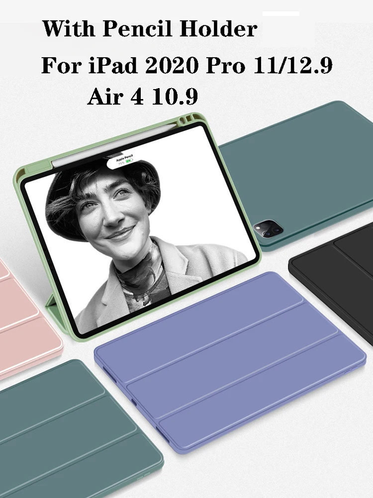 

Charging Pencil in Holder Cover For iPad Pro 12.9 Case 4th Gen Case Funda for iPad Pro 11 2020 Case for iPad Air 4 10.9 New Capa