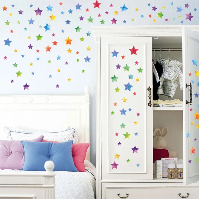 

Rainbowcolor Dots Star Wall Sticker For Kids Room Children Home Decor Decals creative removable Living Room DIY Vinyl Stickers