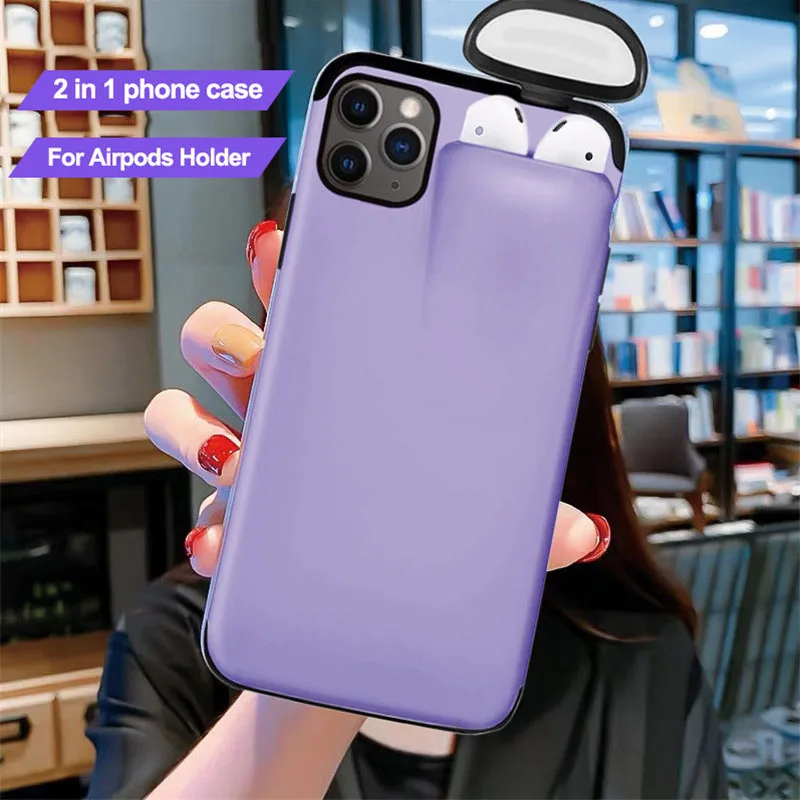 OceSap For iPhone 11 Pro Max Case 2 In1 Phone With Airpods 11Pro 7 8 Plus X XR XS Coque Fundas | Мобильные телефоны и