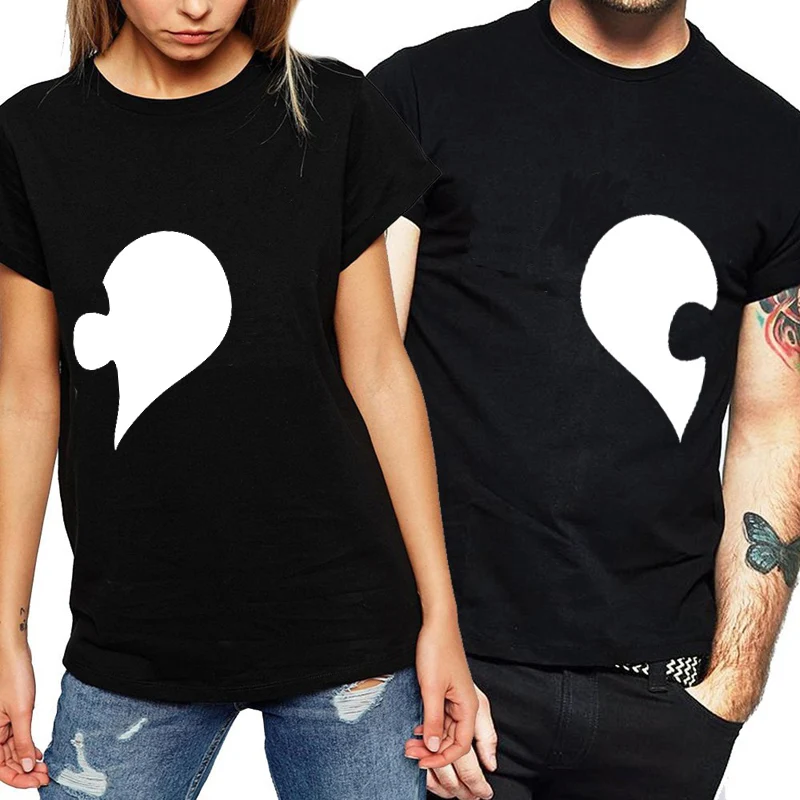 Women Print Funny Couple T-shirt Short Sleeve for Lovers Hip Hop Camisetas Cotton Clothes Summer T Shirt | Женская одежда