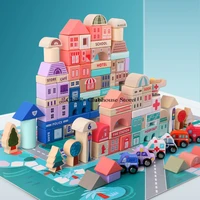 115pcs city traffic racing scenes assembled building blocks wooden toys early educational toys for children