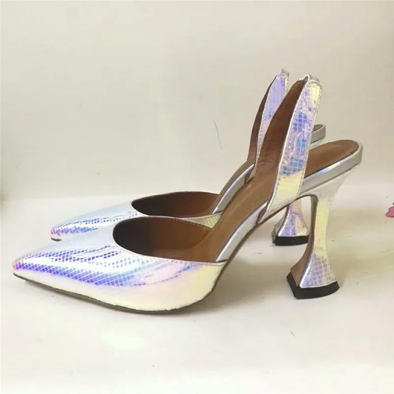 Женские туфли-лодочки золотого и зеленого цвета босоножки слингбэк пикантная