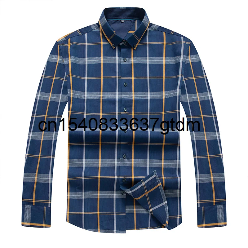 

Men's autumn new Plaid long sleeve shirt fat plus size fashionable casual cardigan shirt men's fashion