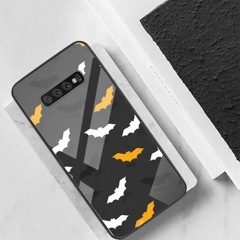 

Halloween Pumpkin Bat Phone Case Back Cover for Samsung Cases S20 Plus S10 NOTE 8 9 10 10PRO Tempered Glass Soft Silicone Edge