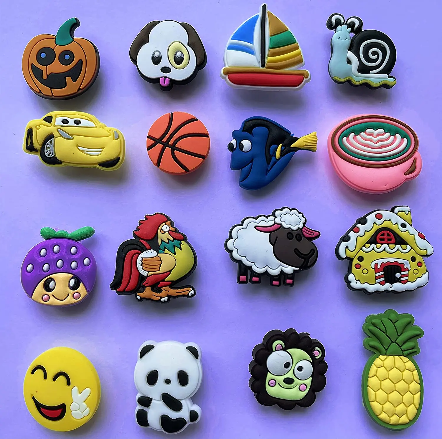 

30,50,100,125pcs PVC Different Shape Shoe Charms for Shoes Wristband Bracelet Party Gifts