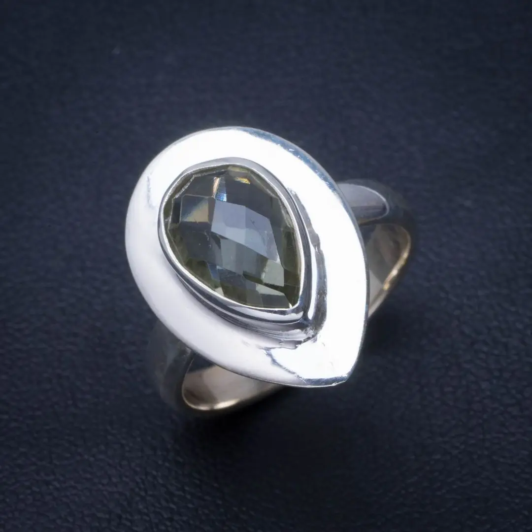 Кольцо из серебра 925 пробы с натуральным зеленым аметистом ручной работы|Кольца| |