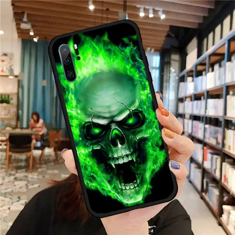 

Art design cool skull flame Phone Cases For Huawei honor Mate P 9 10 20 30 40 Pro 10i 7 8 a x Lite nova 5t Soft silicone funda