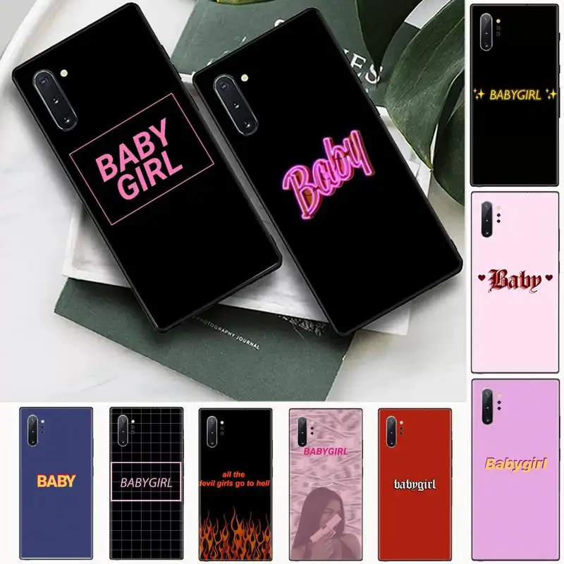 

Babe babygirl honey line Text art Phone Case For Samsung Galaxy S8 S9 S10 Plus S10E Note 3 4 5 6 7 8 9 10 Pro Lite cover