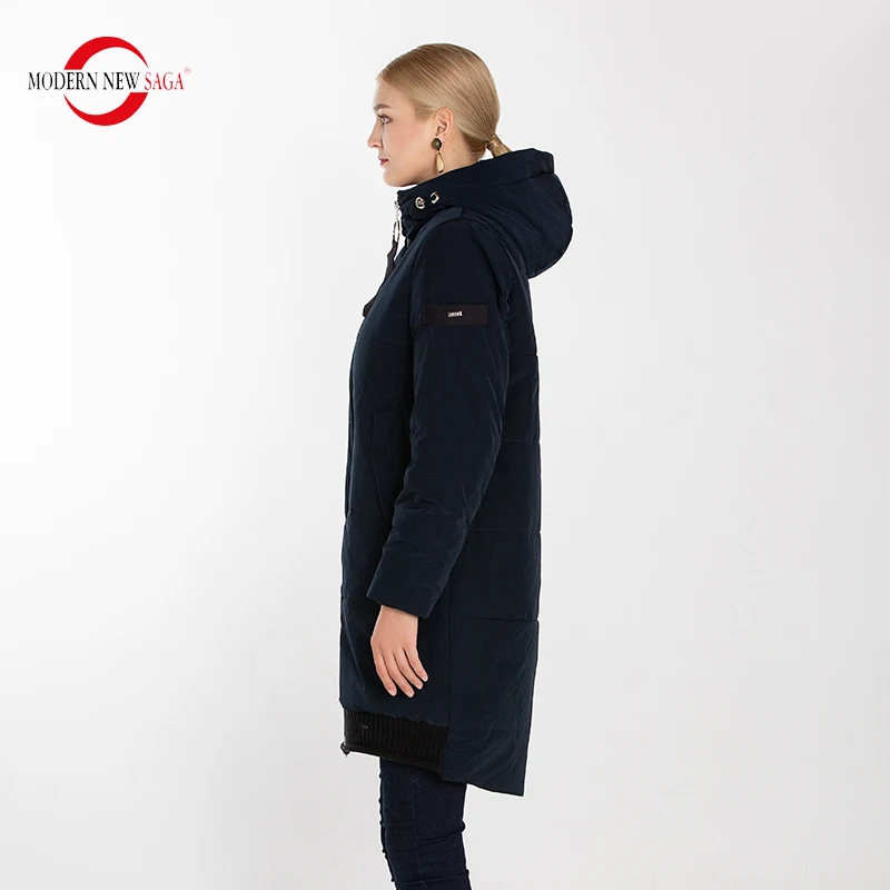 MODERN NEW SAGA Женское Пальто Осень Теплая Длинная Куртка Осеннее Пальто С Капюшоном Куртки Женские Модная Парка Женская Пальто Женское Зимнее Длинное Весна Парки Женские Русский Размер
