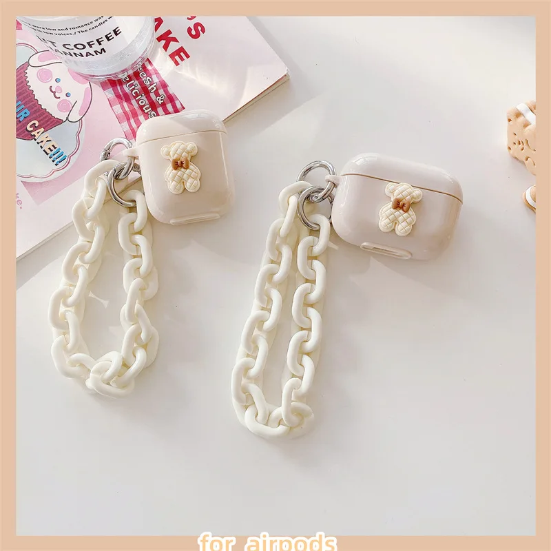 

White Diamond Bear Drop Earphone Case AirPods 1 and 2 Case Airpods Pro Case Airpod 3 Case Earphone Accessories Case