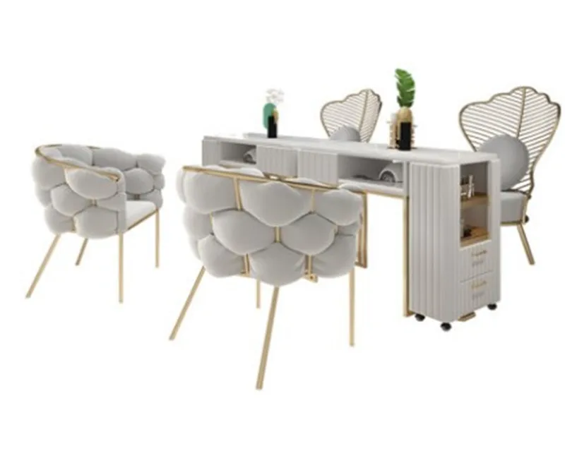 

Simple Nordic Net Celebrity Marble Nail Table and Chair Set, Nail Shop Single Double Manicure Table Set