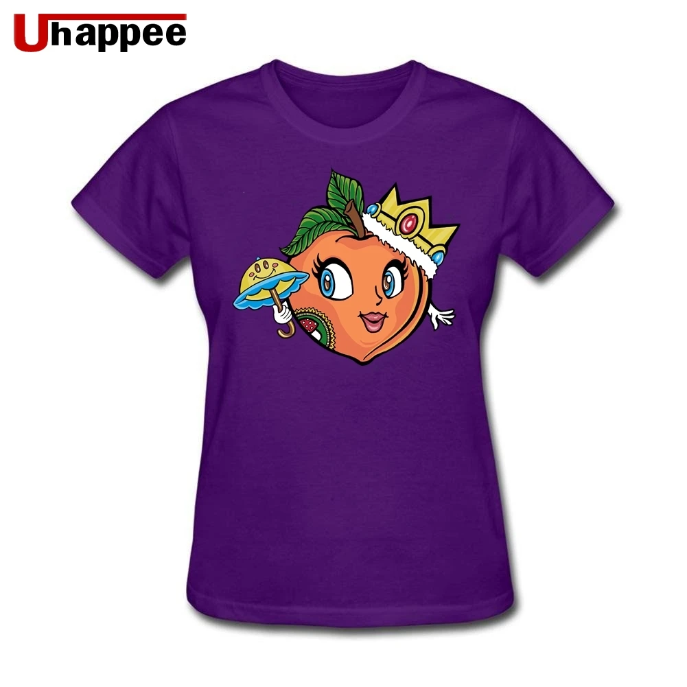 Женские летние футболки с коротким рукавом круглым вырезом и принтом Love Fruit Peach