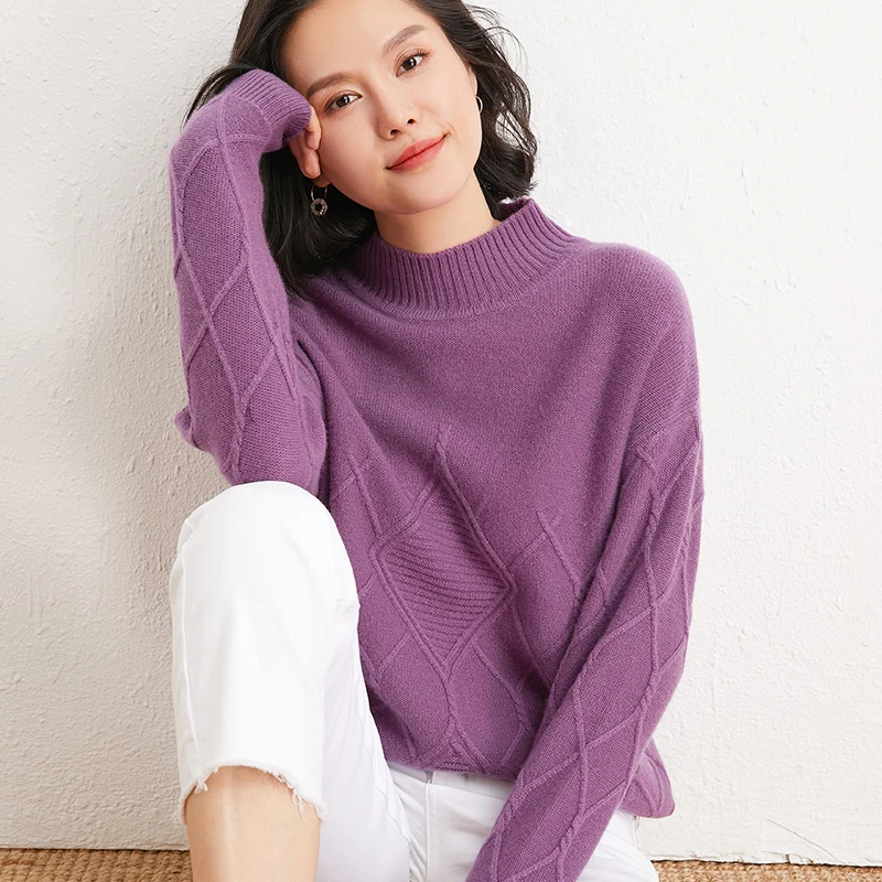 Women's Thickening Autumn Winter Pullover Turtleneck Sweater Women Knitting 100% Cashmere Female Jumper Warm Long Sleeve Sweater