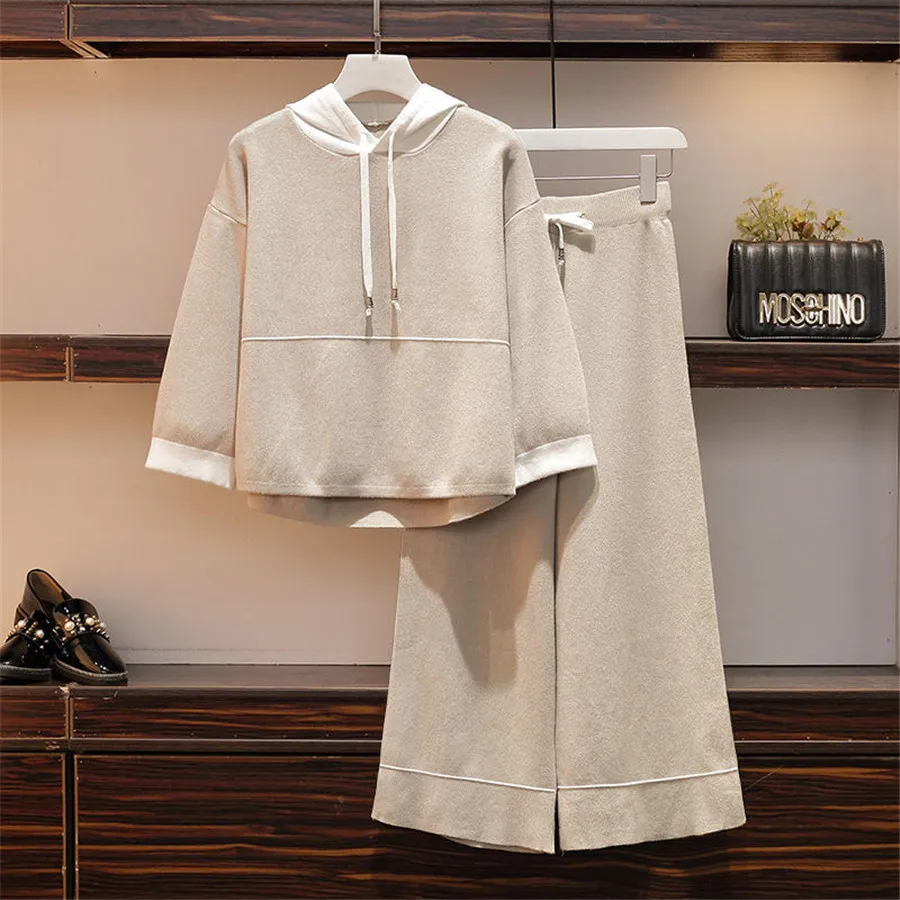 Вязаный свитер комплект из 2 предметов женская одежда толстовки с длинными