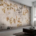 Пользовательские Настенные обои 3D абстрактные акварельные украшения для спальни картина Золотые листья гинкго Гостиная ТВ фон