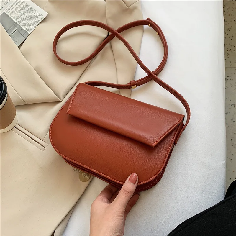 

New Leather Saddle Crossbody Bags for Women 2021 Fashion Brand Design Phone bag Ladies Messenger Bags Female Purses High Quality