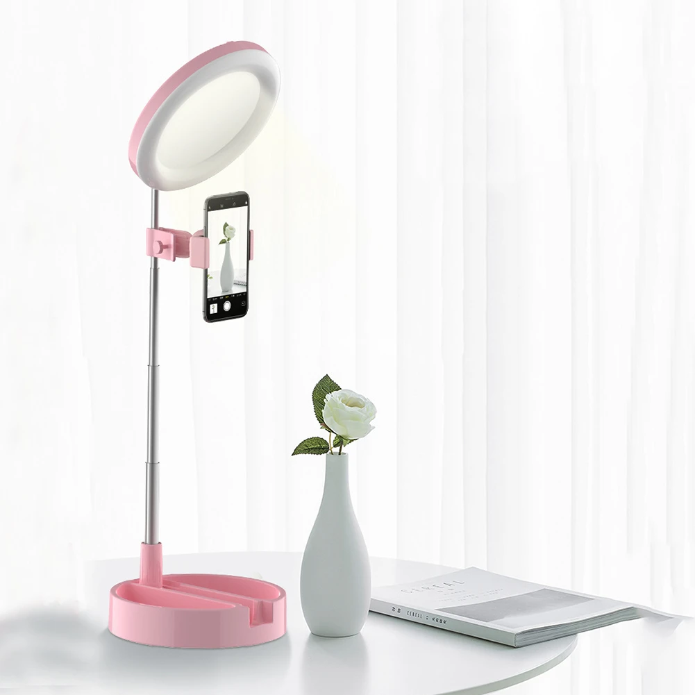 

Foldable LED Selfie Ring Light Table Phone Video Photography Fill Lamp 64 LED Lamp Beads for Mobile Phone for Studio