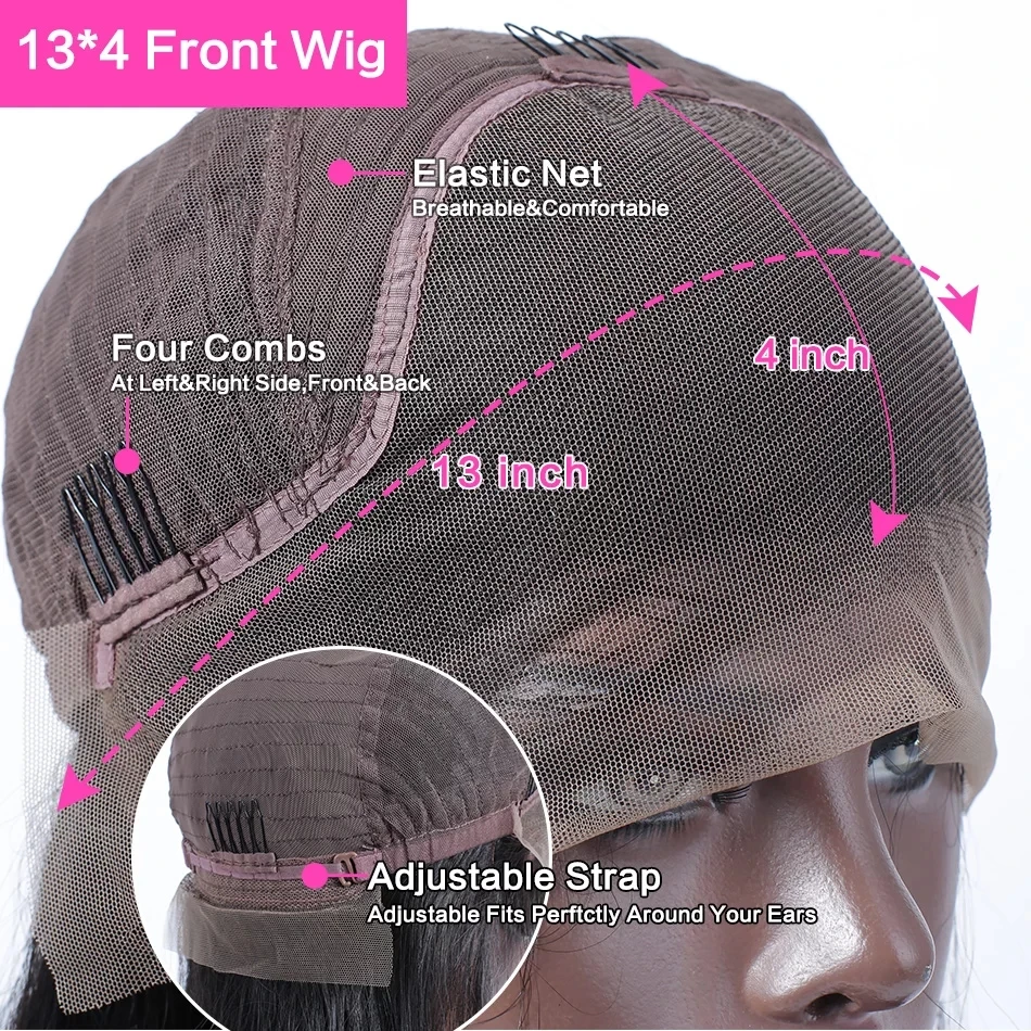 

10-24 Inch Straight Lace Front Wigs Human Hair Pre Plucked 1B Color Cheap Straight Lace Frontal Remy Human Hair Wig For Women